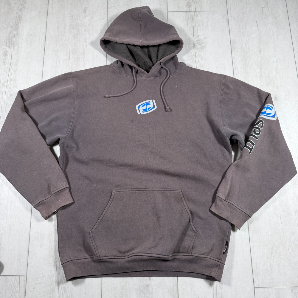 Vintage Split Skate Surf Hoodie Mens XL Gray Blue Sleeve Hit Grunge Y2K